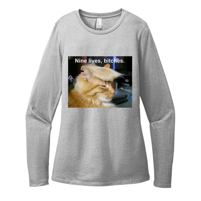 Trump Cat Nine Lives Bitches Womens CVC Long Sleeve Shirt