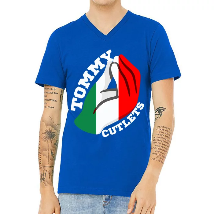 Tommy Cutlets New York Italian Flag Football V-Neck T-Shirt