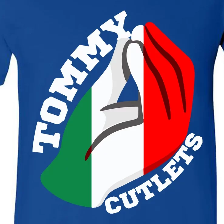 Tommy Cutlets New York Italian Flag Football V-Neck T-Shirt