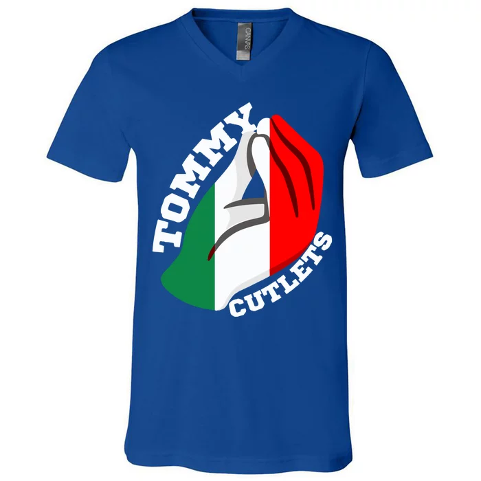 Tommy Cutlets New York Italian Flag Football V-Neck T-Shirt