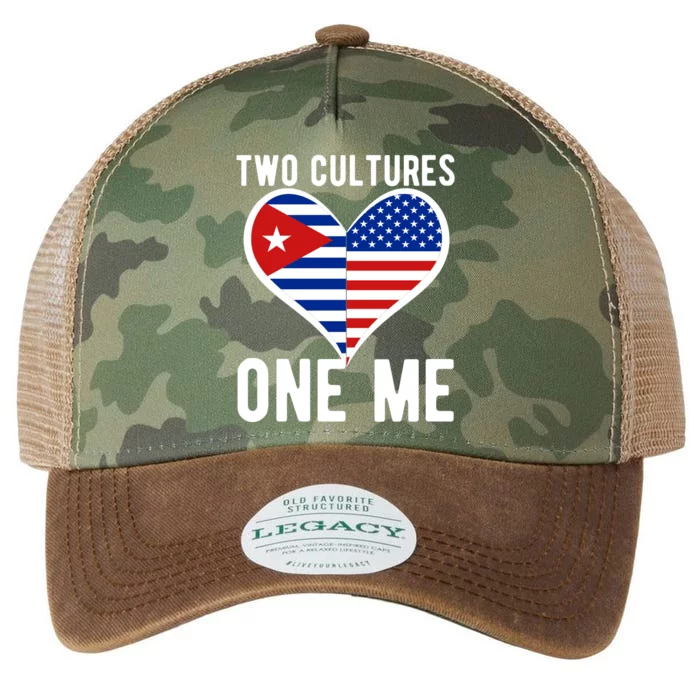 Two Cultures One Me Cuban American Heart Flag Legacy Tie Dye Trucker Hat