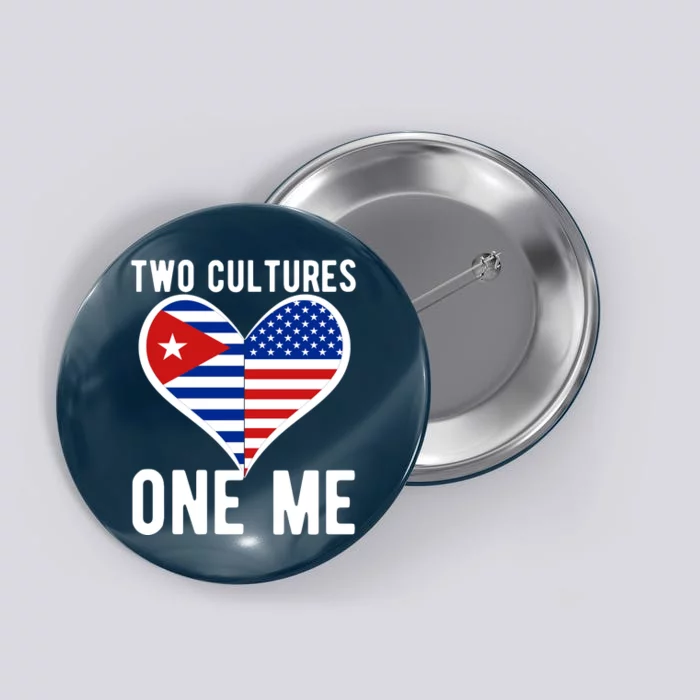 Two Cultures One Me Cuban American Heart Flag Button