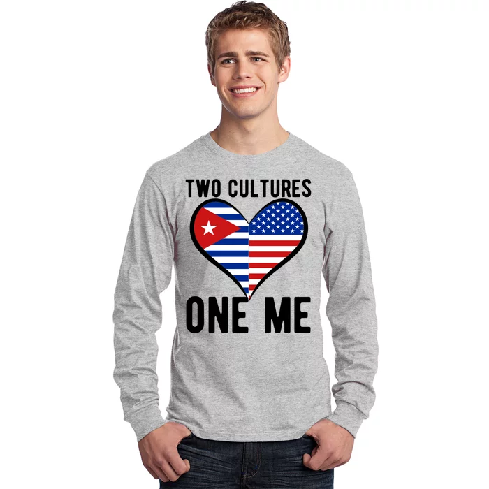 Two Cultures One Me Cuban American Heart Flag Long Sleeve Shirt