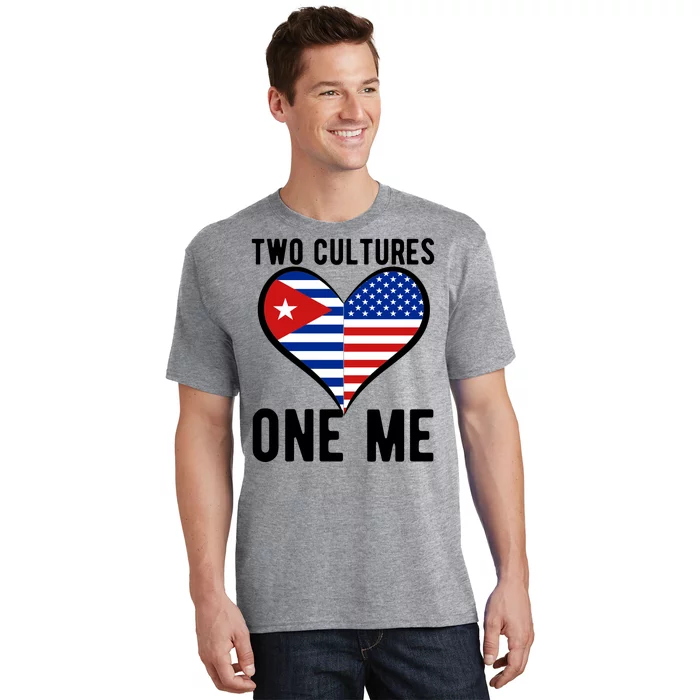 Two Cultures One Me Cuban American Heart Flag T-Shirt