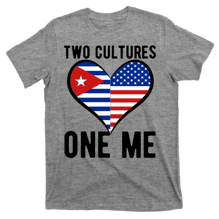 Two Cultures One Me Cuban American Heart Flag T-Shirt