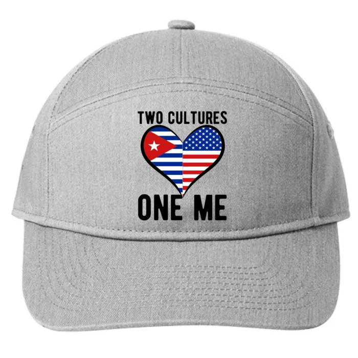 Two Cultures One Me Cuban American Heart Flag 7-Panel Snapback Hat