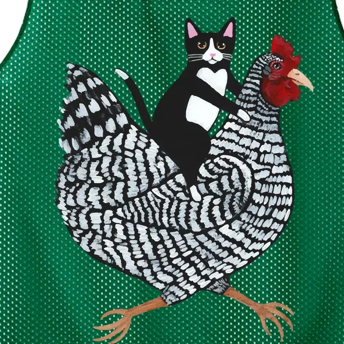 Tuxedo Cat On A Chicken Mesh Reversible Basketball Jersey Tank