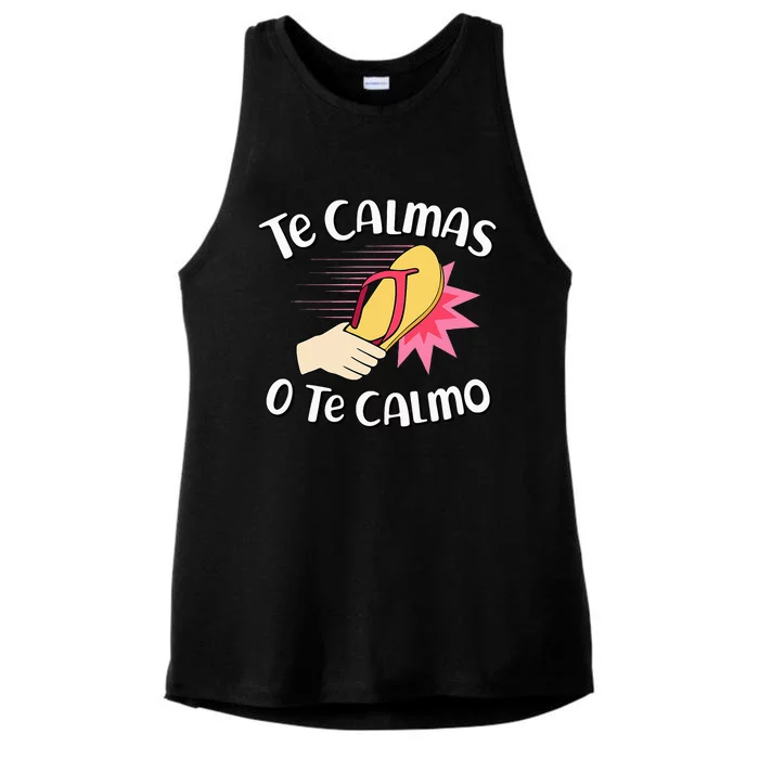 Te Calmas O Te Calmo Funny Mexican Spanish Mom Expression Ladies Tri-Blend Wicking Tank