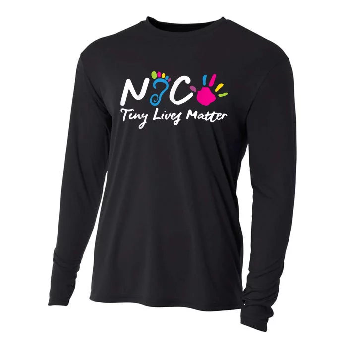 Taking Care Of Tiny Lives Neonatal NICU Nurse Gift Cooling Performance Long Sleeve Crew