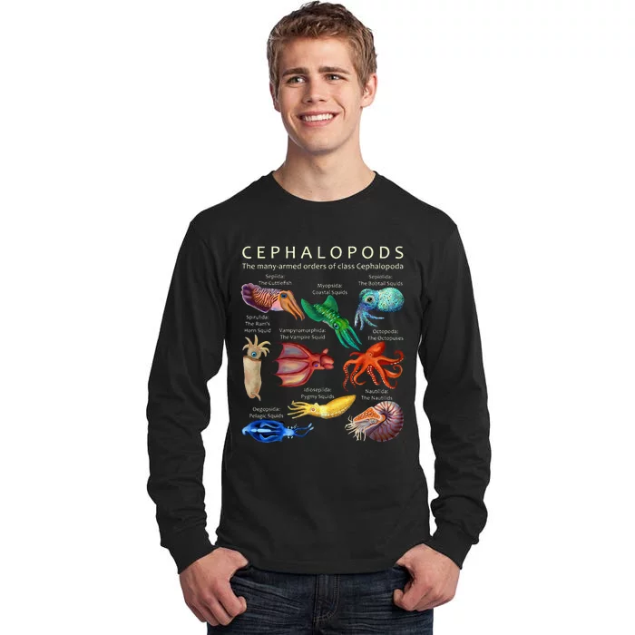 The Cephalopod Octopus Squid Cuttlefish And Nautilus Tall Long Sleeve T-Shirt