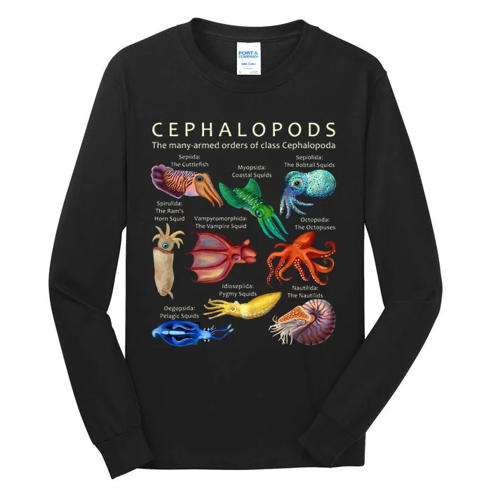 The Cephalopod Octopus Squid Cuttlefish And Nautilus Tall Long Sleeve T-Shirt