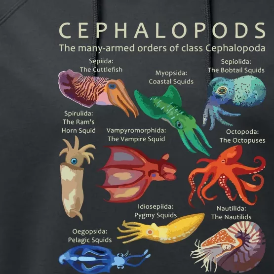 The Cephalopod Octopus Squid Cuttlefish And Nautilus Performance Fleece Hoodie