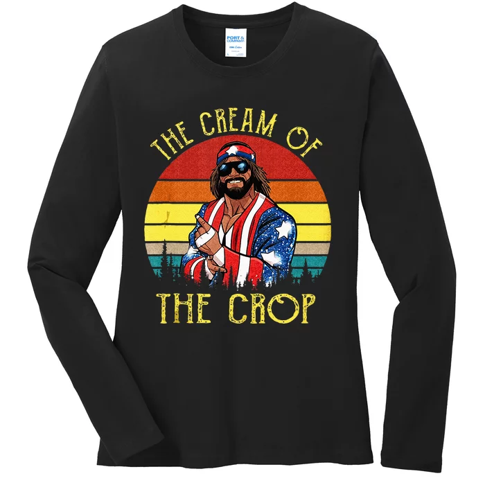 The Cream Of The Crop Wrestling Funny Retro Vintage Ladies Long Sleeve Shirt