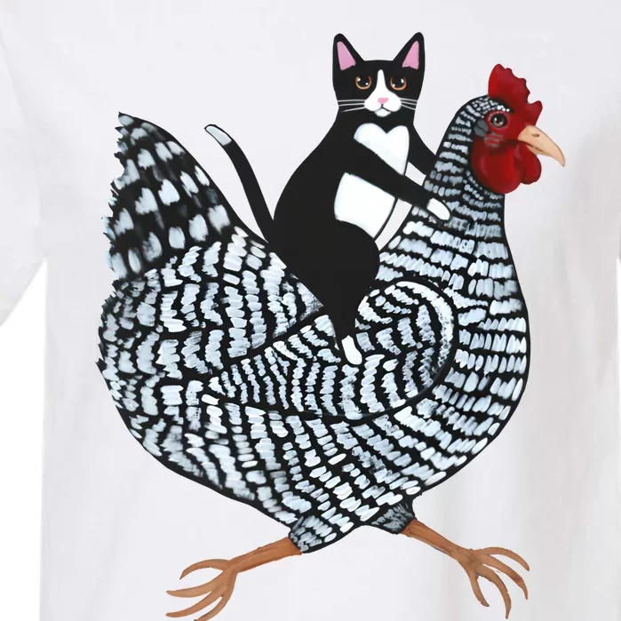 Tuxedo Cat On A Chicken Funny Pet Animal Lover Garment-Dyed Heavyweight T-Shirt