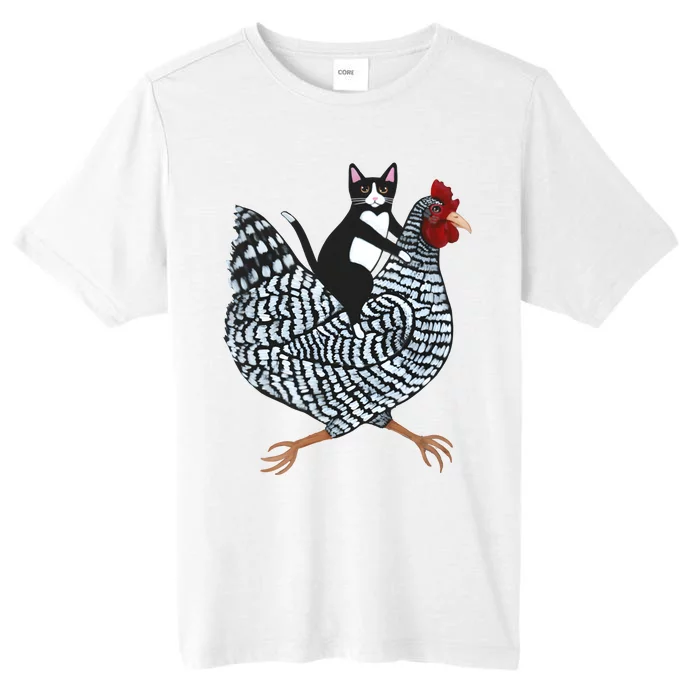 Tuxedo Cat On A Chicken Funny Pet Animal Lover ChromaSoft Performance T-Shirt