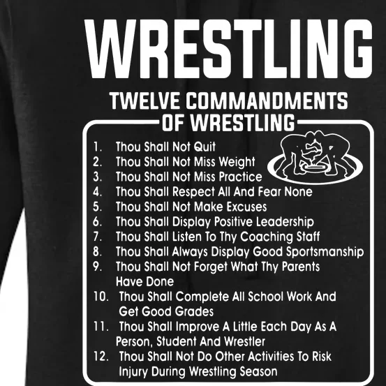 Twelve Commandments Of Wrestling Women's Pullover Hoodie