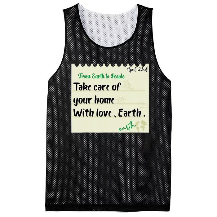 Take Care Of Your Home With Love Earth. Earth Day Mesh Reversible Basketball Jersey Tank