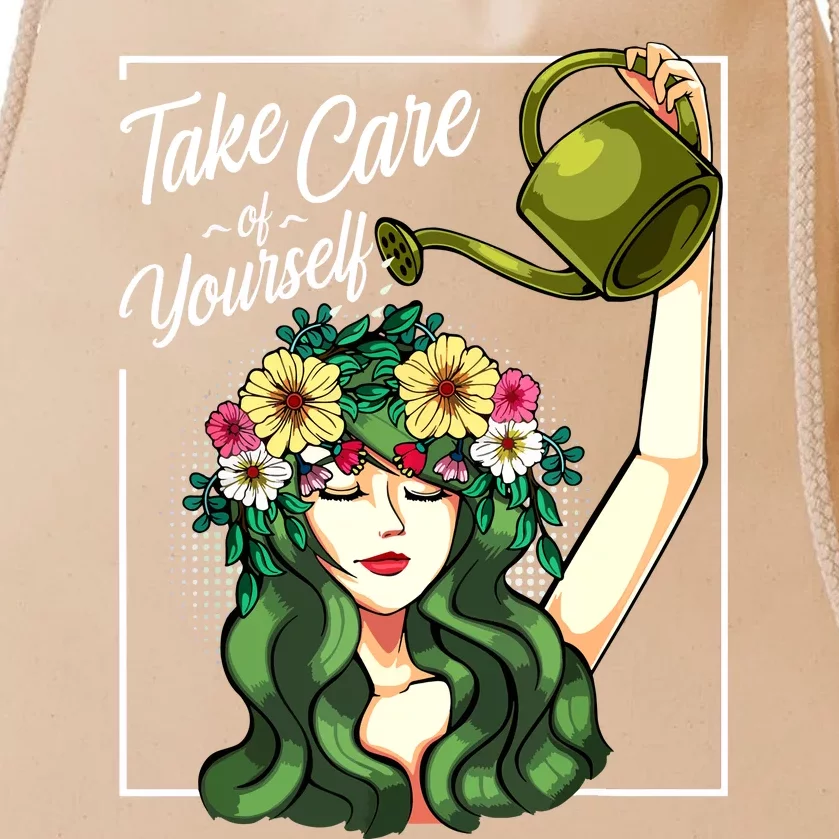 Take Care Of Yourself Selflove Body Positive Mental Health Drawstring Bag