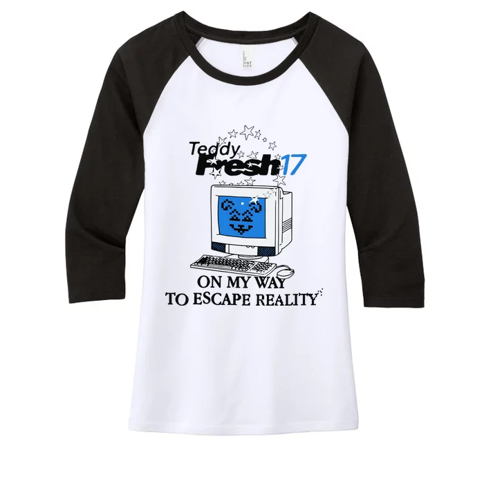 Teddyfresh Computer On My Way To Escape Reality Women's Tri-Blend 3/4-Sleeve Raglan Shirt