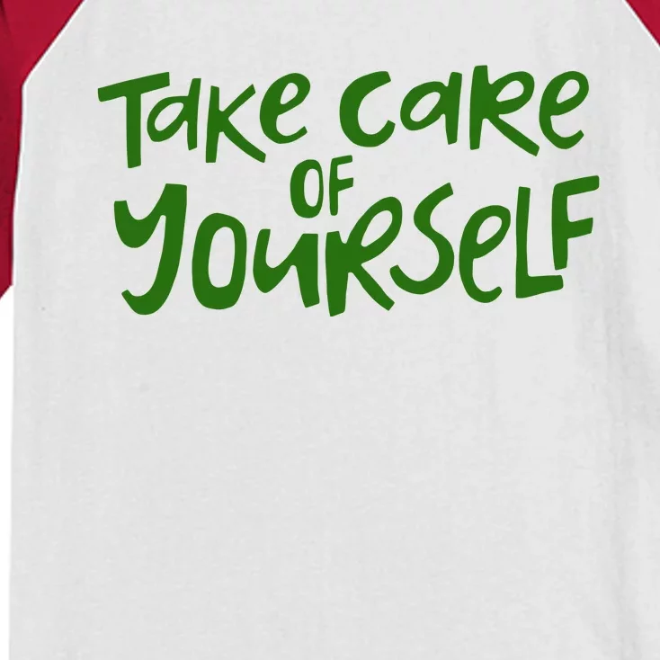 Take Care Of Yourself Positive Quote Kids Colorblock Raglan Jersey