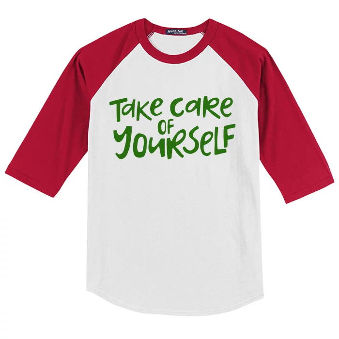 Take Care Of Yourself Positive Quote Kids Colorblock Raglan Jersey