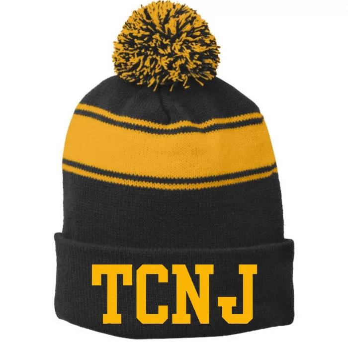 The College Of New Jersey Stripe Pom Pom Beanie