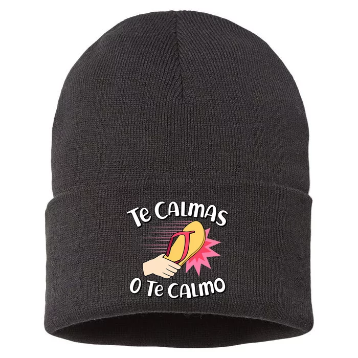 Te Calmas O Te Calmo Funny Mexican Spanish Mom Expression Sustainable Knit Beanie