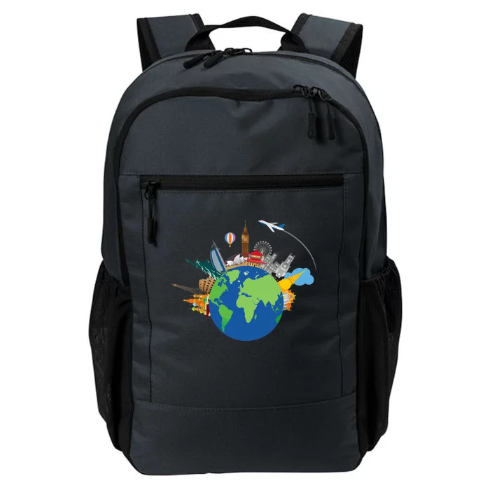 Travel Collage Of Destinations Sights Around The World Daily Commute Backpack