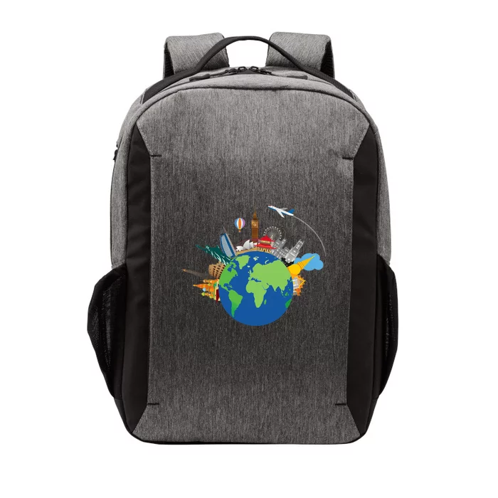 Travel Collage Of Destinations Sights Around The World Vector Backpack