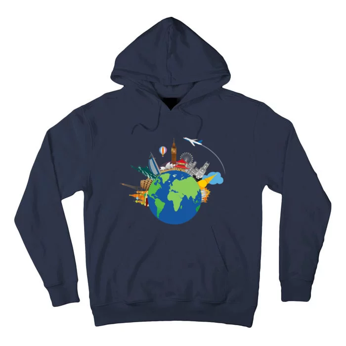 Travel Collage Of Destinations Sights Around The World Tall Hoodie