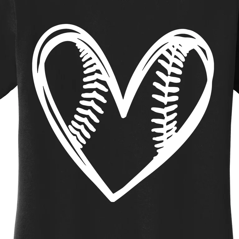 Teens Cute Outlined Baseball Softball Heart Love Women's T-Shirt