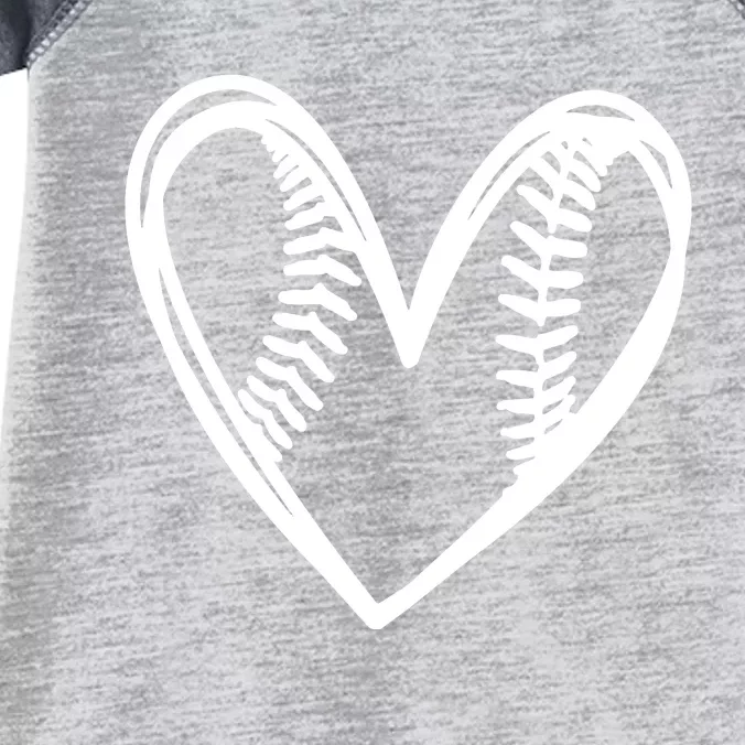 Teens Cute Outlined Baseball Softball Heart Love Infant Baby Jersey Bodysuit