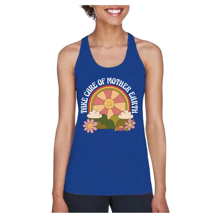 Take Care Of Mother Earth Gift Sun Sunflower Flowers Gift Women's Racerback Tank