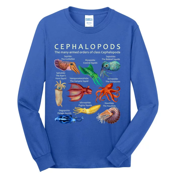 The Cephalopod: Octopus, Squid, Cuttlefish, And Nautilus Tall Long Sleeve T-Shirt