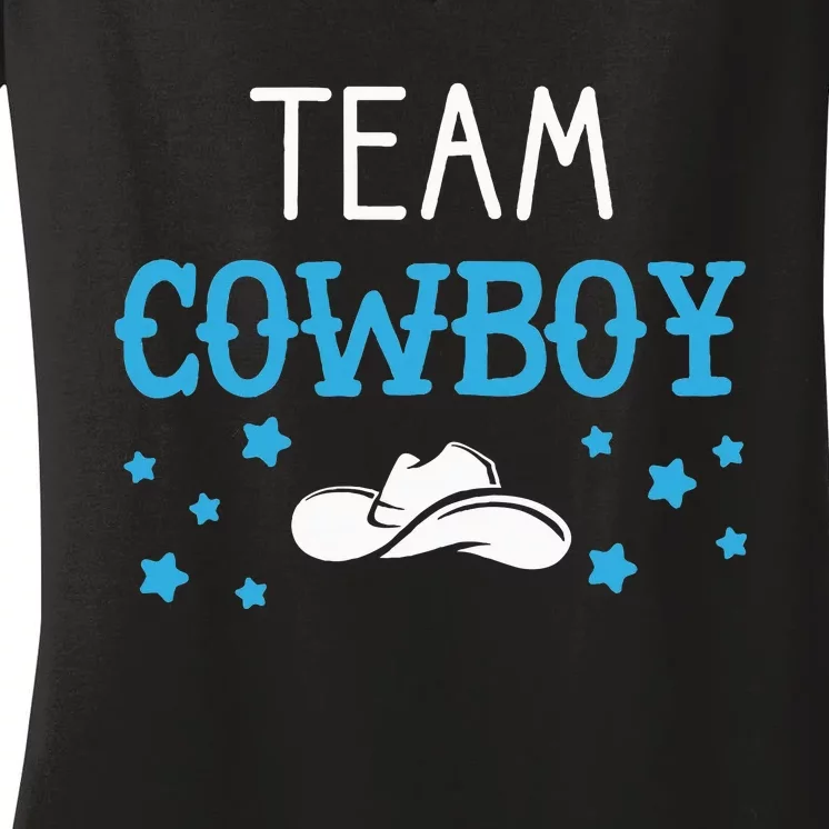 Team Cowboy Or Cowgirl Announcement Baby Shower Women's V-Neck T-Shirt