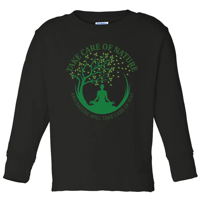 Take Care Of Nature David Attenborough Save Earth Yoga Toddler Long Sleeve Shirt