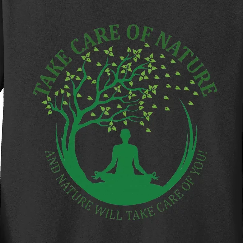 Take Care Of Nature David Attenborough Save Earth Yoga Kids Long Sleeve Shirt