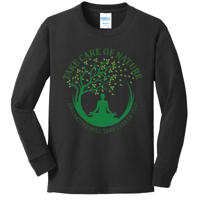 Take Care Of Nature David Attenborough Save Earth Yoga Kids Long Sleeve Shirt