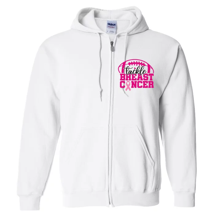 Tackle Cancer P.I.N.K Ribbon Football Breast Cancer Awareness Full Zip Hoodie