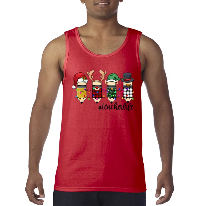 Teacher Christmas Pencils Holiday Season Tank Top