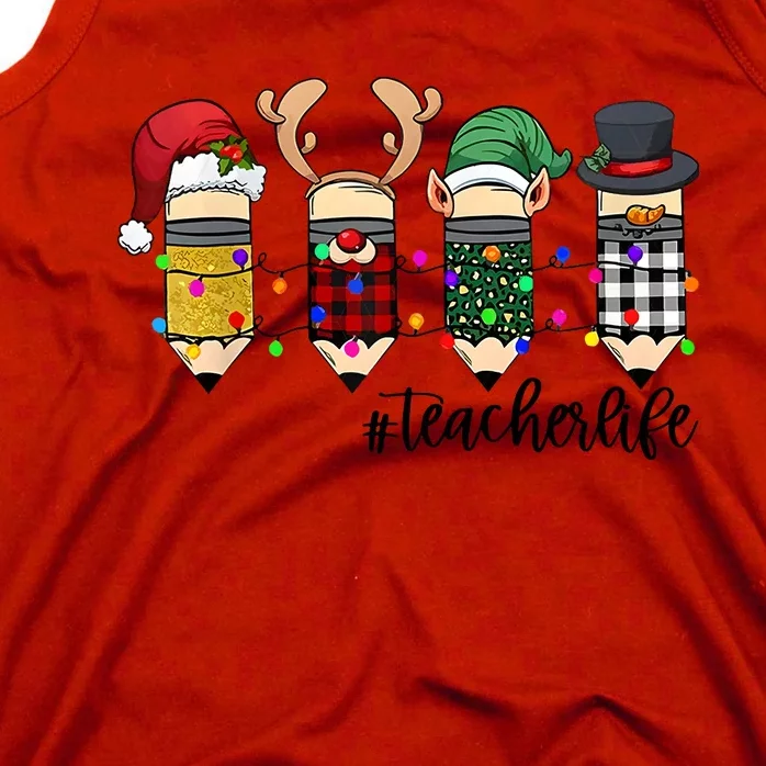 Teacher Christmas Pencils Holiday Season Tank Top