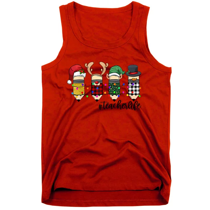 Teacher Christmas Pencils Holiday Season Tank Top