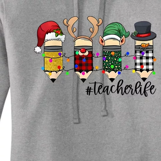 Teacher Christmas Pencils Holiday Season Women's Pullover Hoodie