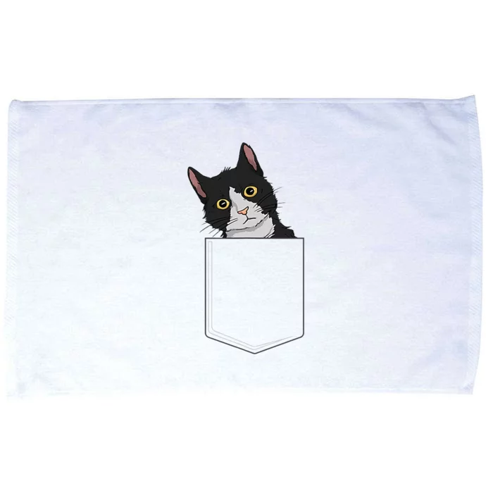 Tuxedo Cat Pocket Cat Lady Gift Cat Mom Tuxedo Cat Microfiber Hand Towel