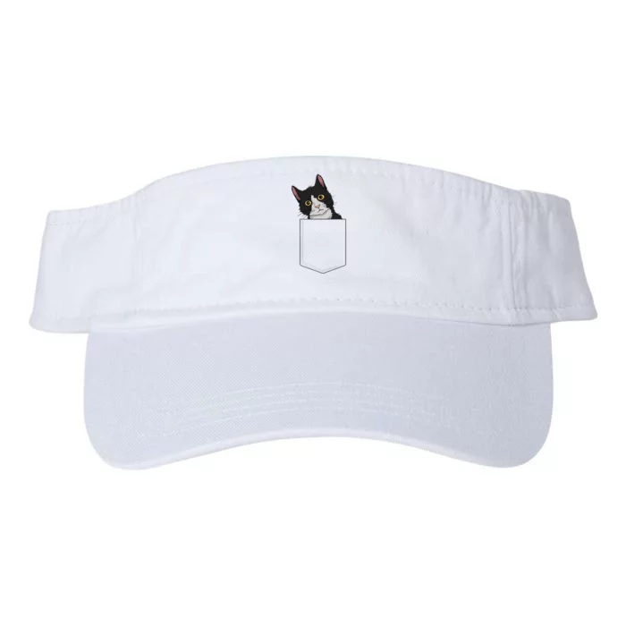 Tuxedo Cat Pocket Cat Lady Gift Cat Mom Tuxedo Cat Valucap Bio-Washed Visor