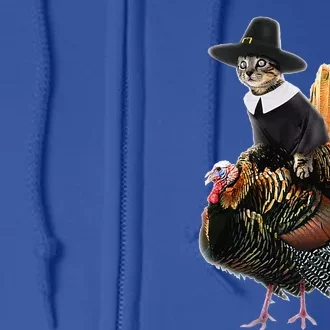 Thanksgiving Cat Pilgrim Costume Thanksgiving Turkey Gift Full Zip Hoodie