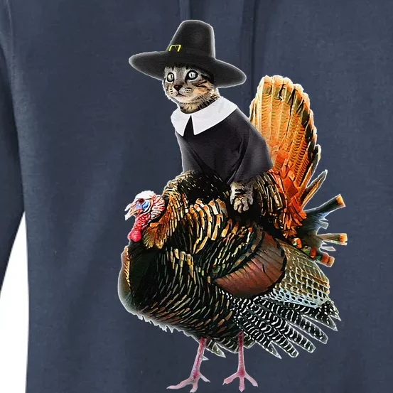 Thanksgiving Cat Pilgrim Costume Thanksgiving Turkey Gift Women's Pullover Hoodie