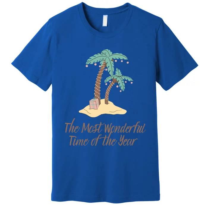 Tropical Christmas Palm Tree Most Wonderful Time Of The Year Great Gift Premium T-Shirt