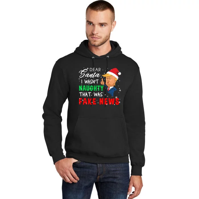 Trump Christmas Pajamas Shirt - Dear Santa Shirt Fake News Tall Hoodie