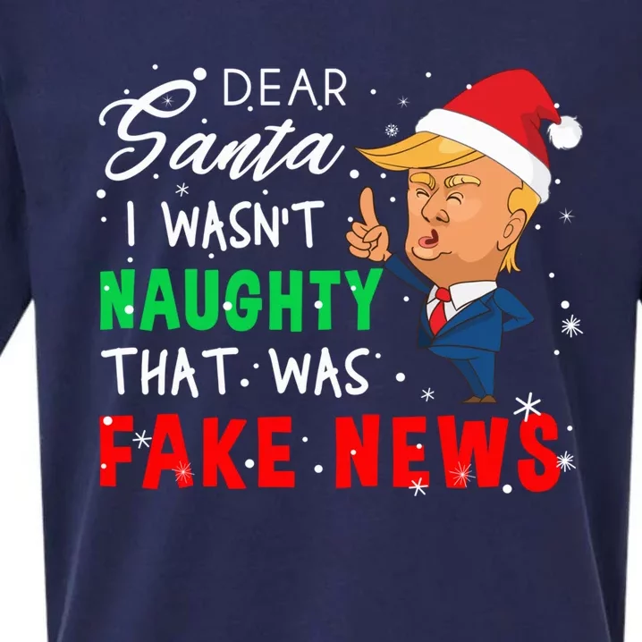 Trump Christmas Pajamas Shirt - Dear Santa Shirt Fake News Sueded Cloud Jersey T-Shirt